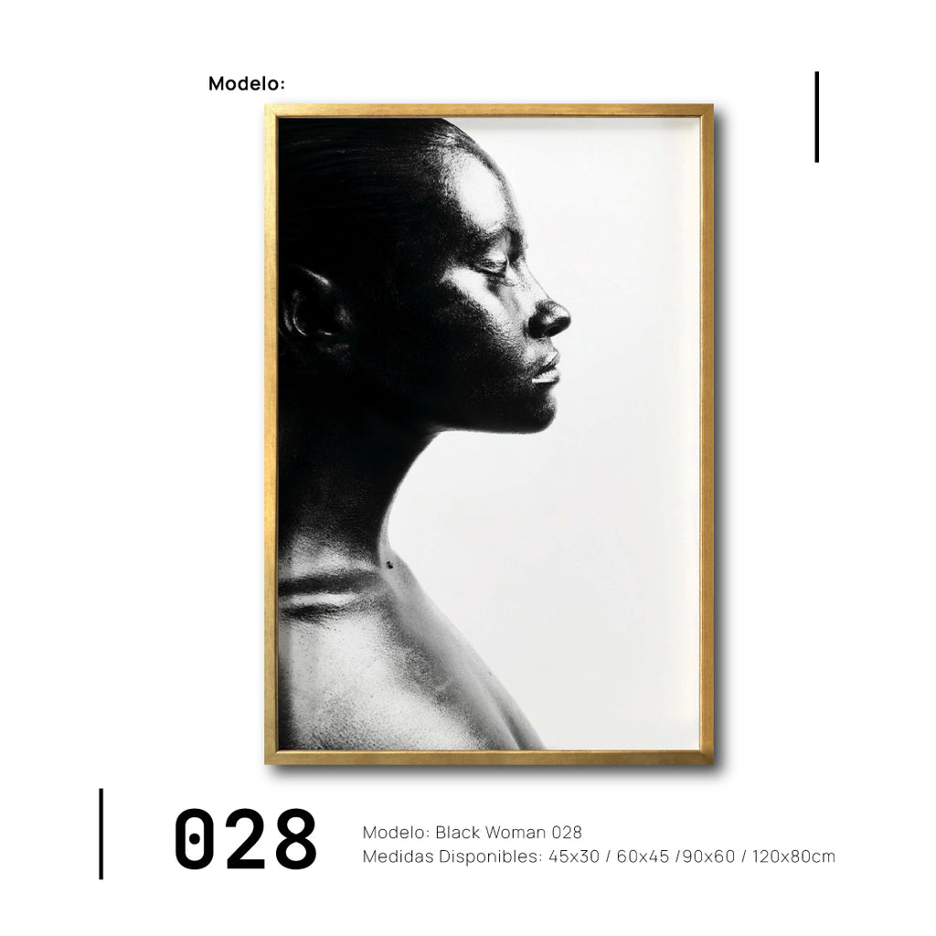 Cuadro Canva Rostro Mujer Negra Africana para comedor elegante en México. Arte en blanco y negro. 028