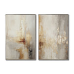 Cargar imagen en el visor de la galería, Set Cuadros Decorativos Abstracto Negro Arena 2 - 280 - Diptico Moderno y Elegante Arte Estilo Boho en Beige y Dorado Oro
