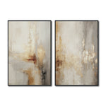 Cargar imagen en el visor de la galería, Set Cuadros Decorativos Abstracto Negro Arena 2 - 280 - Diptico Moderno y Elegante Arte Estilo Boho en Beige y Dorado Oro
