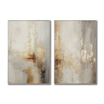 Cargar imagen en el visor de la galería, Set Cuadros Decorativos Abstracto Negro Arena 2 - 280 - Diptico Moderno y Elegante Arte Estilo Boho en Beige y Dorado Oro
