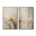Cargar imagen en el visor de la galería, Set Cuadros Decorativos Abstracto Negro Arena 2 - 280 - Diptico Moderno y Elegante Arte Estilo Boho en Beige y Dorado Oro
