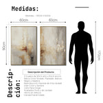Cargar imagen en el visor de la galería, Set Cuadros Decorativos Abstracto Negro Arena 2 - 280 - Diptico Moderno y Elegante Arte Estilo Boho en Beige y Dorado Oro
