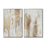 Cargar imagen en el visor de la galería, Set Cuadros Decorativos Abstracto Negro Arena 2 - 281 - Diptico Moderno y Elegante Arte Estilo Boho en Blanco, Beige y Dorado Oro
