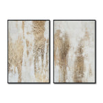 Cargar imagen en el visor de la galería, Set Cuadros Decorativos Abstracto Negro Arena 2 - 281 - Diptico Moderno y Elegante Arte Estilo Boho en Blanco, Beige y Dorado Oro
