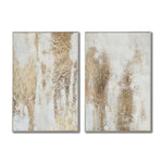 Cargar imagen en el visor de la galería, Set Cuadros Decorativos Abstracto Negro Arena 2 - 281 - Diptico Moderno y Elegante Arte Estilo Boho en Blanco, Beige y Dorado Oro
