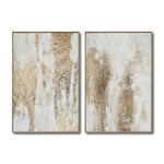 Cargar imagen en el visor de la galería, Set Cuadros Decorativos Abstracto Negro Arena 2 - 281 - Diptico Moderno y Elegante Arte Estilo Boho en Blanco, Beige y Dorado Oro

