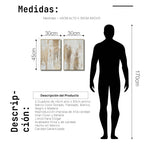 Cargar imagen en el visor de la galería, Set Cuadros Decorativos Abstracto Negro Arena 2 - 281 - Diptico Moderno y Elegante Arte Estilo Boho en Blanco, Beige y Dorado Oro
