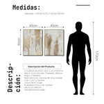 Cargar imagen en el visor de la galería, Set Cuadros Decorativos Abstracto Negro Arena 2 - 281 - Diptico Moderno y Elegante Arte Estilo Boho en Blanco, Beige y Dorado Oro
