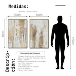 Cargar imagen en el visor de la galería, Set Cuadros Decorativos Abstracto Negro Arena 2 - 281 - Diptico Moderno y Elegante Arte Estilo Boho en Blanco, Beige y Dorado Oro
