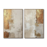 Cargar imagen en el visor de la galería, Set Cuadros Decorativos Abstracto Negro Arena 2 - 282 - Diptico Moderno y Elegante Arte Estilo Boho en Beige y Dorado Oro
