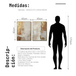 Cargar imagen en el visor de la galería, Set Cuadros Decorativos Abstracto Negro Arena 2 - 282 - Diptico Moderno y Elegante Arte Estilo Boho en Beige y Dorado Oro
