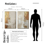 Cargar imagen en el visor de la galería, Set Cuadros Decorativos Abstracto Negro Arena 2 - 282 - Diptico Moderno y Elegante Arte Estilo Boho en Beige y Dorado Oro
