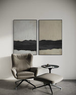 Cargar imagen en el visor de la galería, Set Cuadros Decorativos Abstracto Negro Arena 2-241 - Diptico Moderno y Minimalista Arte Estilo Nordico Tonos Neutros
