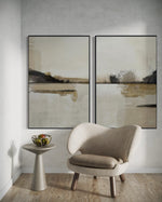 Cargar imagen en el visor de la galería, Set Cuadros Decorativos Abstracto Negro Arena 2 - 216 - Diptico Minimalista Arte Moderno y Elegante Tonos Beige y Negro
