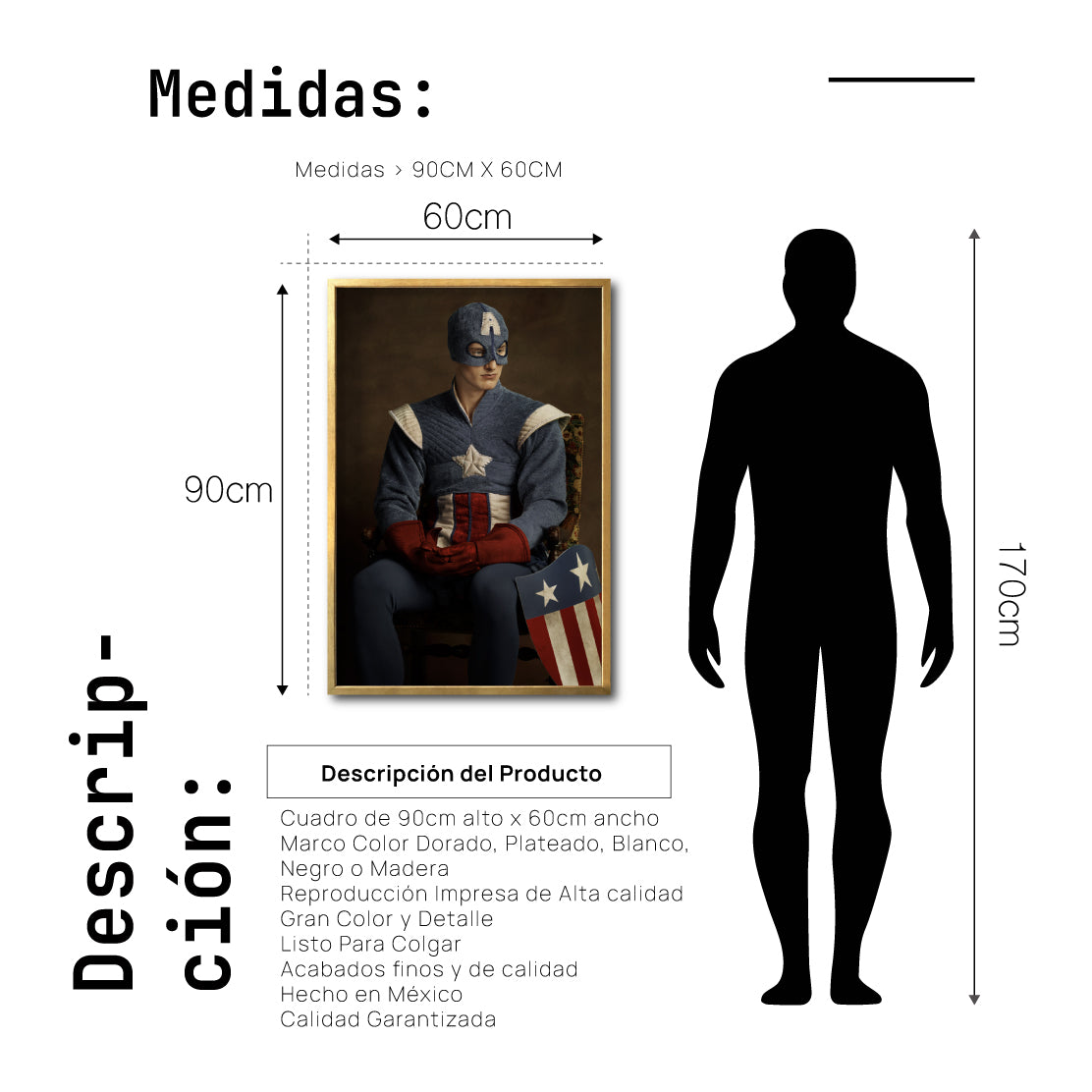 Cuadro Decorativo Personajes Época 028B Superhéroes Capitán America