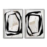 Cargar imagen en el visor de la galería, Set 2 Cuadros Decorativos Abstracto Negro Arena 028 - Estilo Boho Minimalista en Beige y Negro
