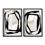 Cargar imagen en el visor de la galería, Set 2 Cuadros Decorativos Abstracto Negro Arena 028 - Estilo Boho Minimalista en Beige y Negro
