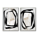 Cargar imagen en el visor de la galería, Set 2 Cuadros Decorativos Abstracto Negro Arena 028 - Estilo Boho Minimalista en Beige y Negro
