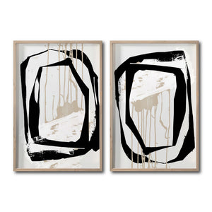 Set Cuadros Decorativos Abstracto Negro Arena 028 - Para Comedor