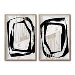 Cargar imagen en el visor de la galería, Set 2 Cuadros Decorativos Abstracto Negro Arena 028 - Estilo Boho Minimalista en Beige y Negro
