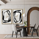 Cargar imagen en el visor de la galería, Set 2 Cuadros Decorativos Abstracto Negro Arena 028 - Estilo Boho Minimalista en Beige y Negro
