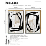 Cargar imagen en el visor de la galería, Set 2 Cuadros Decorativos Abstracto Negro Arena 028 - Estilo Boho Minimalista en Beige y Negro
