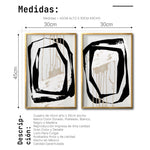 Cargar imagen en el visor de la galería, Set Cuadros Decorativos Abstracto Negro Arena 028 - Para Comedor
