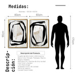 Cargar imagen en el visor de la galería, Set 2 Cuadros Decorativos Abstracto Negro Arena 028 - Para Credenza
