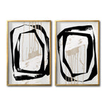 Cargar imagen en el visor de la galería, Set 2 Cuadros Decorativos Abstracto Negro Arena 028 - Estilo Boho Minimalista en Beige y Negro
