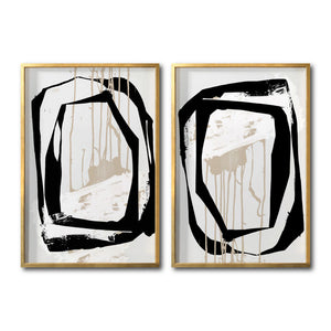 Set Cuadros Decorativos Abstracto Negro Arena 028 - Para Comedor