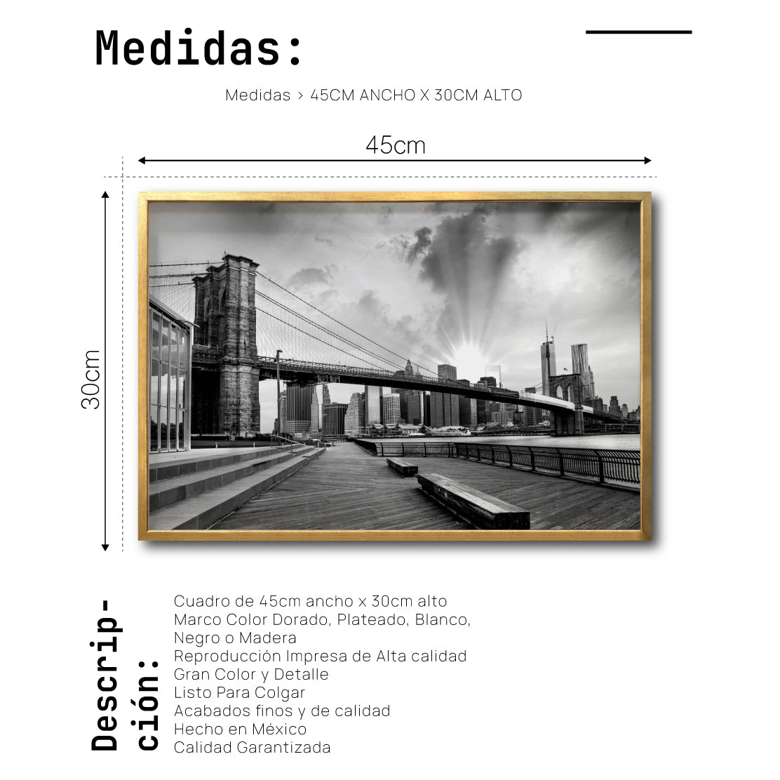 Cuadro Decorativo NY 029 - Puente de Brooklyn Nueva York