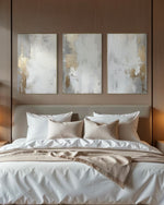 Cargar imagen en el visor de la galería, Set Cuadros Decorativos Abstracto Negro Arena 2 - 278 - Triptico Moderno y Elegante Arte Estilo Nordico en Blanco, Gris y Dorado Oro
