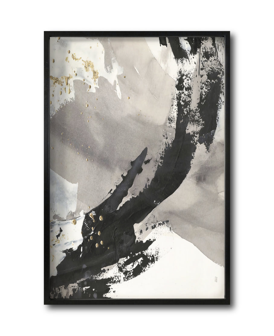 Cuadro Decorativo Abstracto Negro Arena 029c - Para Credenza