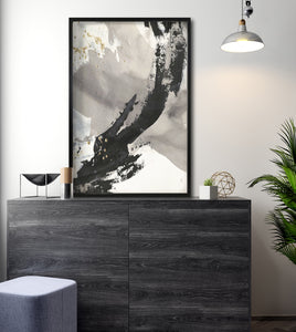 Cuadro Decorativo Abstracto Negro Arena 029c - Para Credenza