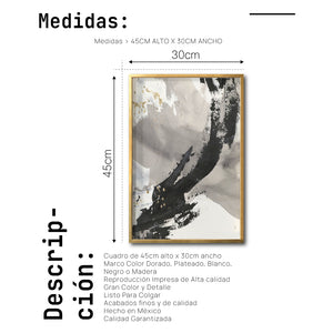Cuadro Decorativo Abstracto Negro Arena 029c - Para Credenza
