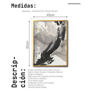 Cuadro Decorativo Abstracto Negro Arena 029c -Para Comedor