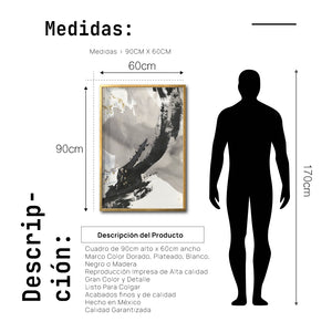 Cuadro Decorativo Abstracto Negro Arena 029c - Para Credenza