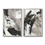 Cargar imagen en el visor de la galería, Set 2 Cuadros Decorativos Abstracto Negro Arena 029 - Arte Elegante Estilo Boho Minimalista en Tonos Neutros y Negro
