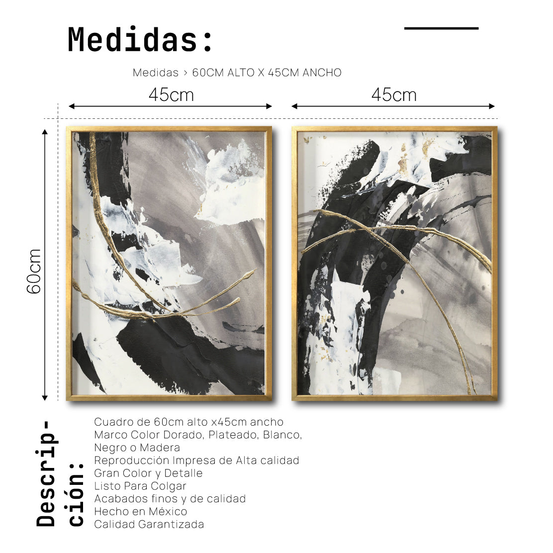 Set 2 Cuadros Decorativos Abstracto Negro Arena 029 - Arte Elegante Estilo Boho Minimalista en Tonos Neutros y Negro