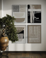 Cargar imagen en el visor de la galería, Set Cuadros Decorativos Abstracto Negro Arena 2 - 218 C - 4piezas Arte Moderno y Minimalista Estilo Boho Nordico Tonos Neutros
