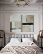 Cargar imagen en el visor de la galería, Set Cuadros Decorativos Abstracto Negro Arena 2 - 239 - Diptico Moderno y Minimalista en Negro, Beige y Cafe Tonos Neutros
