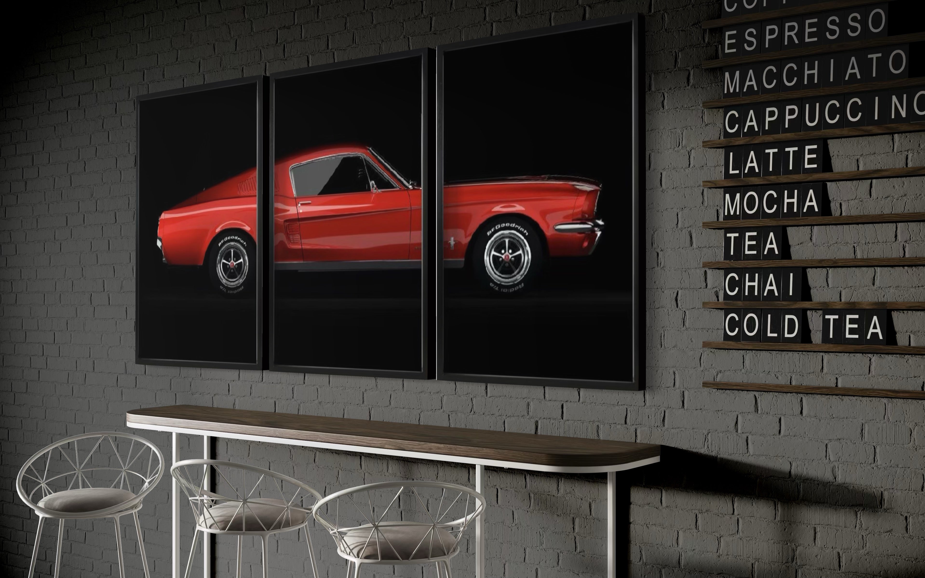 Set de Cuadros Decorativos Vehículos 011 -Auto Clásico Ford Mustang
