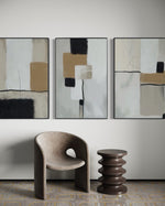 Cargar imagen en el visor de la galería, Set Cuadros Decorativos Abstracto Negro Arena 2 - 217 - Tríptico Minimalista y Moderno Arte Estilo Nordico Boho Tonos Neutros

