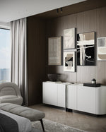 Cargar imagen en el visor de la galería, Set Cuadros Decorativos Abstracto Negro Arena 2 - 218A - 5piezas Minimalistas Arte Moderno Estilo Nordico en Tonos Neutros
