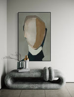 Cargar imagen en el visor de la galería, Cuadro Decorativo Abstracto Negro Arena 2-233 Rostro Modernos Cara Minimalista en Tonos Neutros
