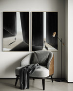 Cargar imagen en el visor de la galería, Set Cuadros Decorativos Abstracto Negro Arena 2 - 237 - Diptico Siluetas Humanas Arte Moderno Minimalista Puertas Estilo Nordico Tonos Neutros
