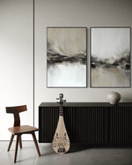 Cargar imagen en el visor de la galería, Set Cuadros Decorativos Abstracto Negro Arena 2 - 238 - Diptico Moderno y Elegante Arte Estilo Nordico Tonos Neutros
