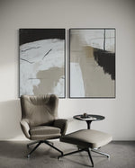 Cargar imagen en el visor de la galería, Set Cuadros Decorativos Abstracto Negro Arena  2 - 243 - Diptico Moderno Estilo Nordico Tonos Neutros
