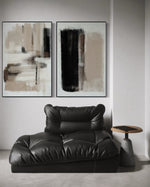 Cargar imagen en el visor de la galería, Set Cuadros Decorativos Abstracto Negro Arena 2 - 204 - Díptico Moderno y Minimalista estilo Nordico En Tonos Neutros Beige, Negro y Blanco
