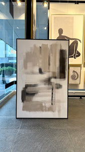 Set Cuadros Decorativos Abstracto Negro Arena 2 - 204 - Díptico Moderno y Minimalista estilo Nordico En Tonos Neutros Beige, Negro y Blanco